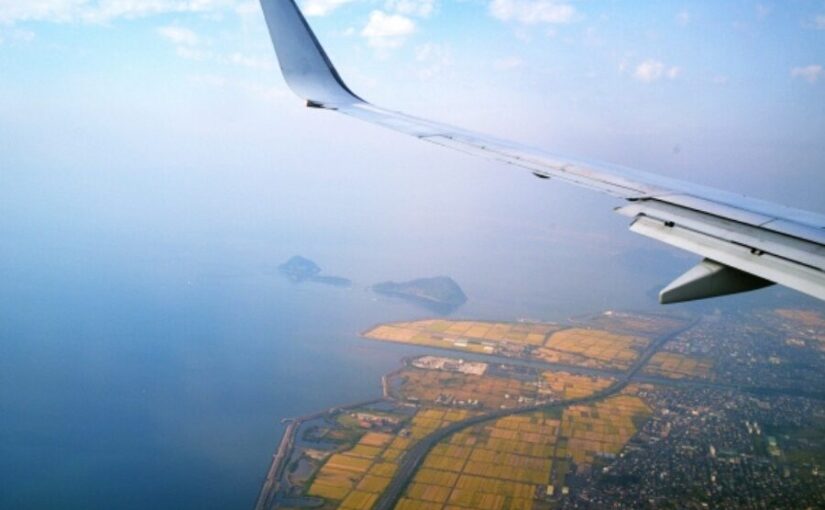飛行機　上空　鹿児島