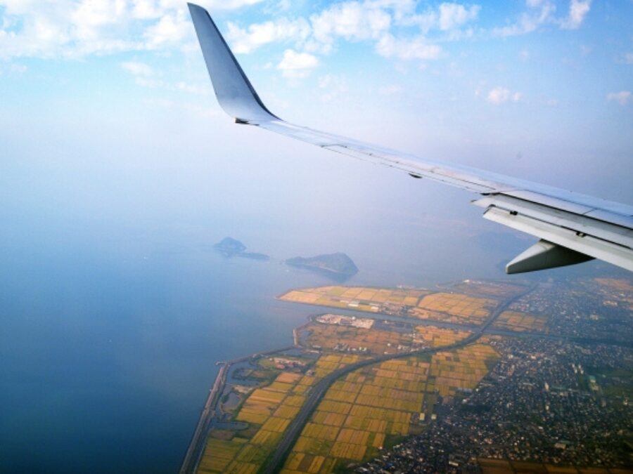 飛行機　上空　鹿児島